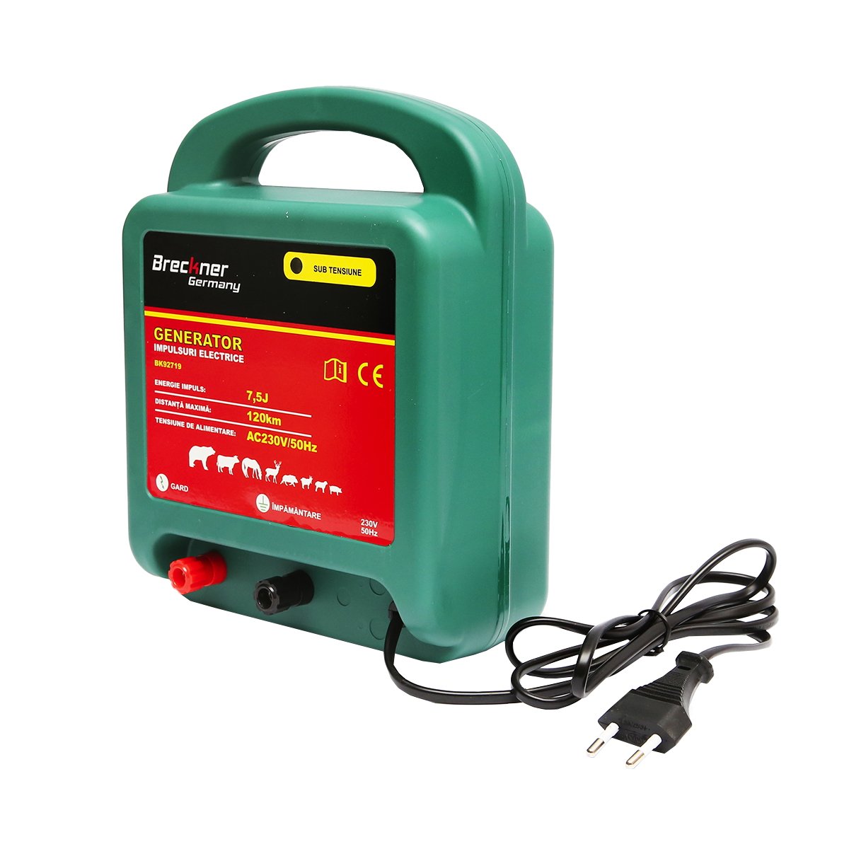 Aparat generator de impulsuri AC230V/50Hz 7.5 Joule, 120km pentru gard electric Breckner Germany